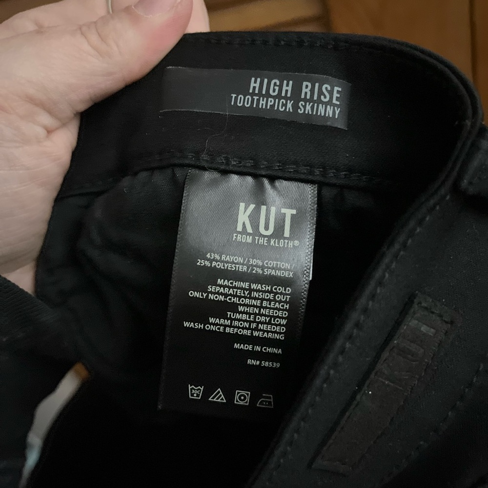 Kut from the Kloth high rise toothpick skinny black jeans size 14 - Picture 7 of 8
